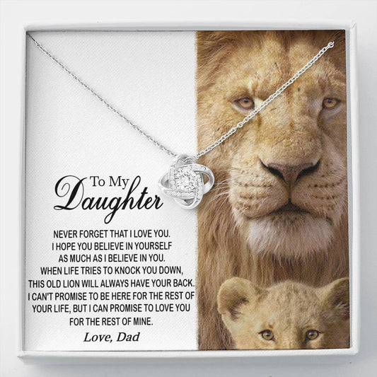 To My Daughter From Dad Lion Jewelry Love Knot Necklace Gift For Women, Girl