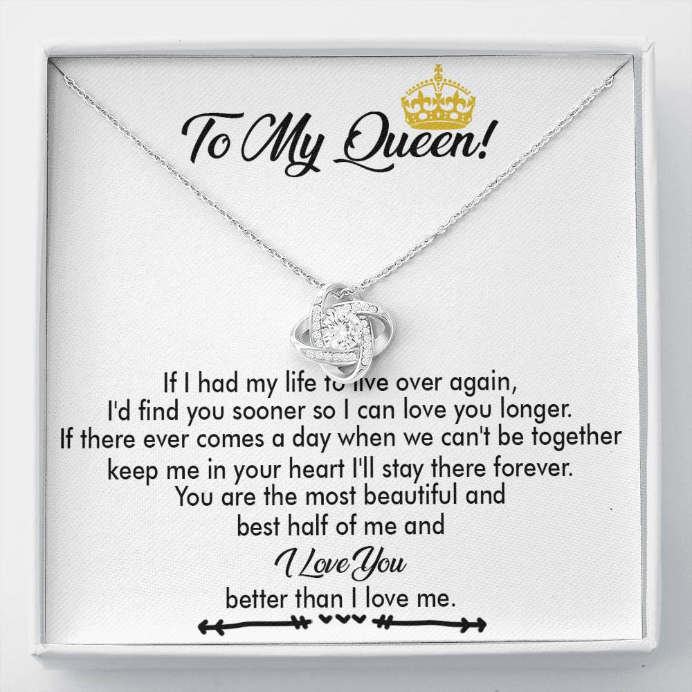 To My Crowned Queen Love Knot Necklace Gift, Birthday Gift, Mother's Day Gift