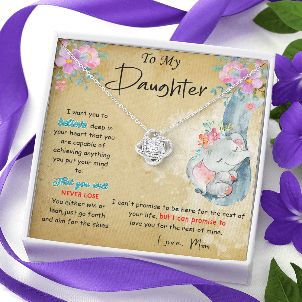 139A To My Daughter Necklace, Perfect Gift for Daughter From Elephant Mom, I Love You