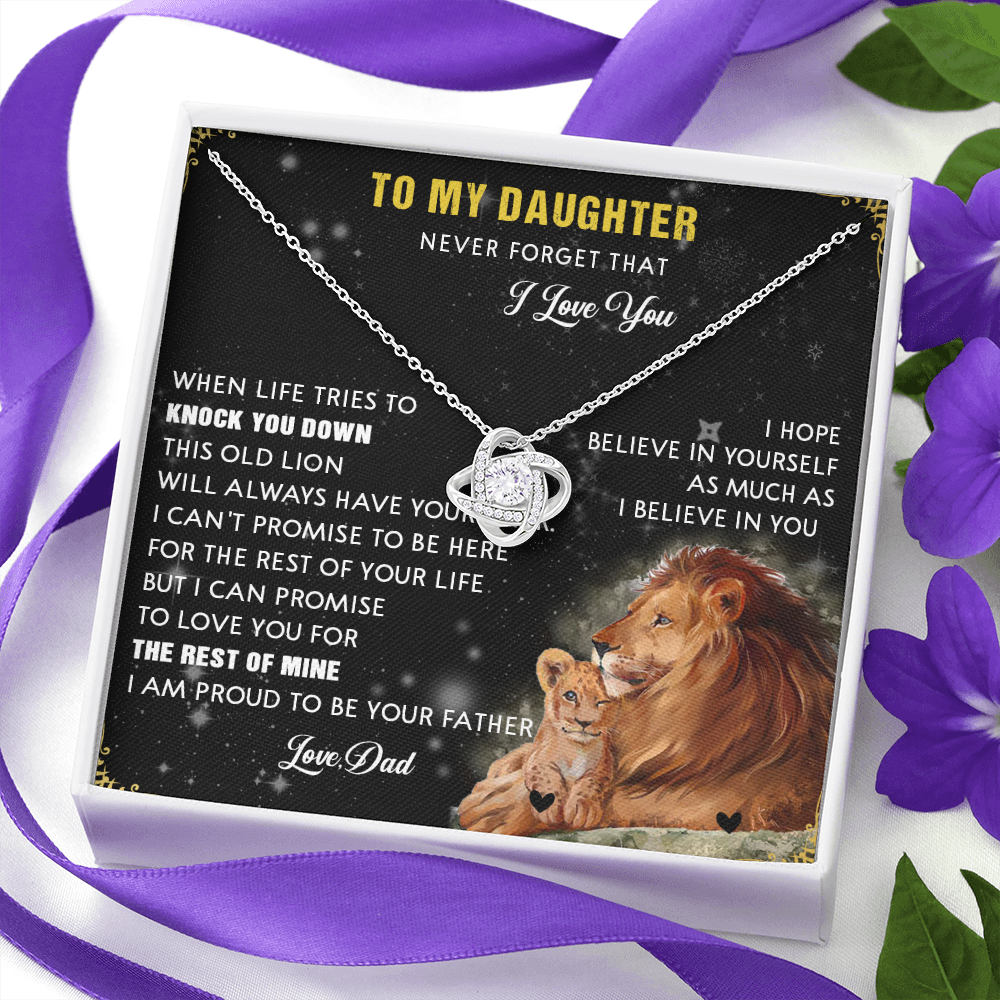 N354A To My Daughter Necklace, Gift For Daughter From Dad, Daughter Father Lion