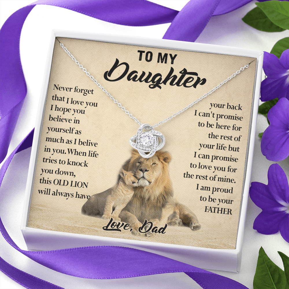 124A Necklace To My Daughter, Lion Daughter Birthday Gift from Lion Dad Necklace