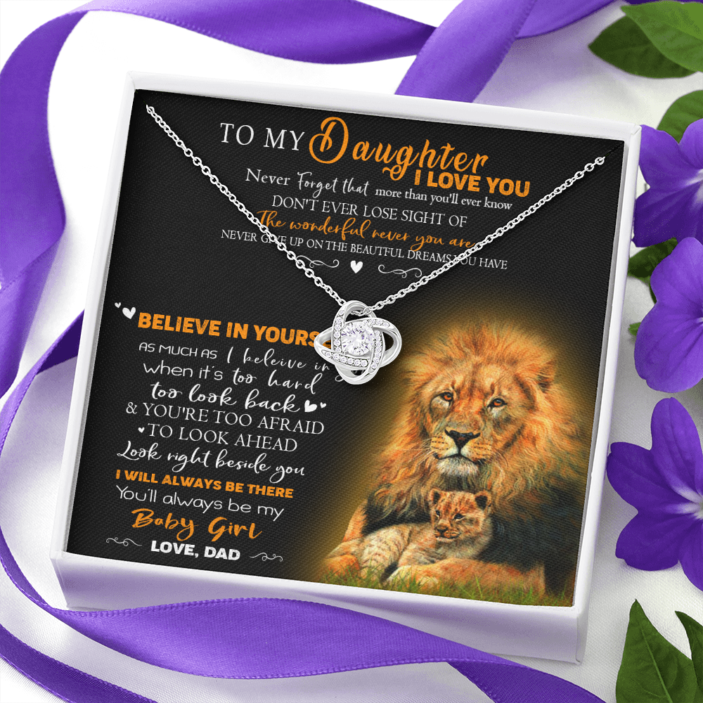 8A To My Daughter Necklace, Gift for Her/Women, Love You Daughter Lion Dad Necklace