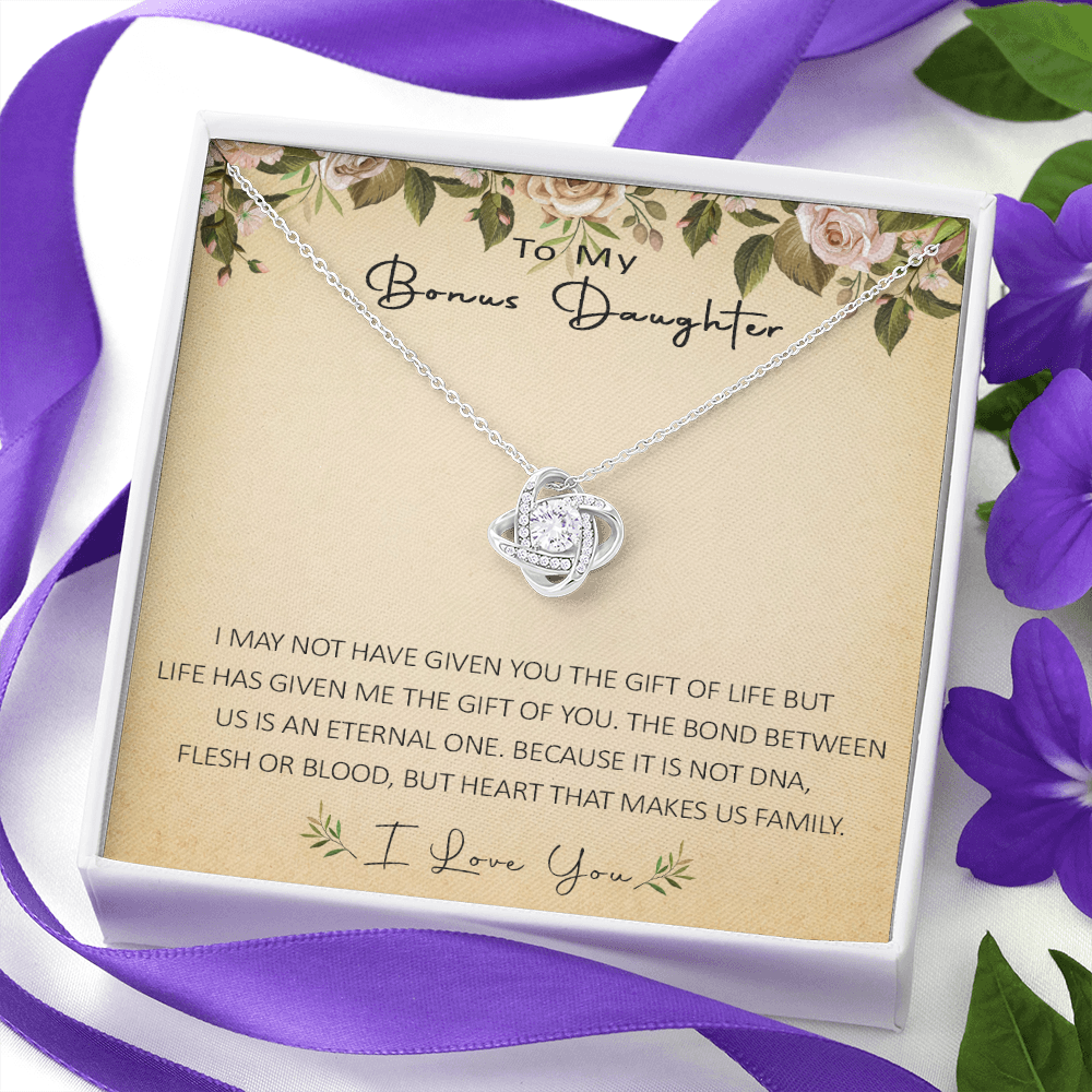 N367A To My Bonus Daughter Unique Gift Forever Love Heart Necklace for Step Daughter