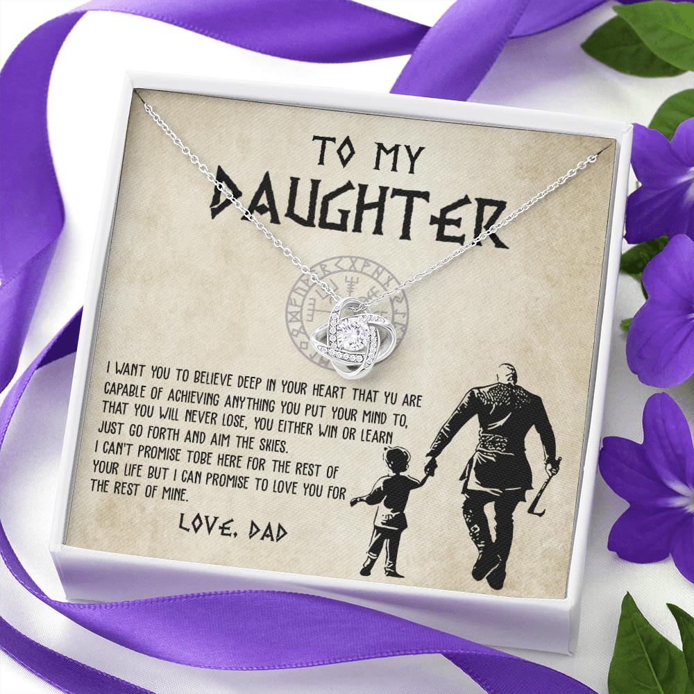 To My Daughter From Viking Dad - Gift For Viking Daughter Love Knot Necklace 7