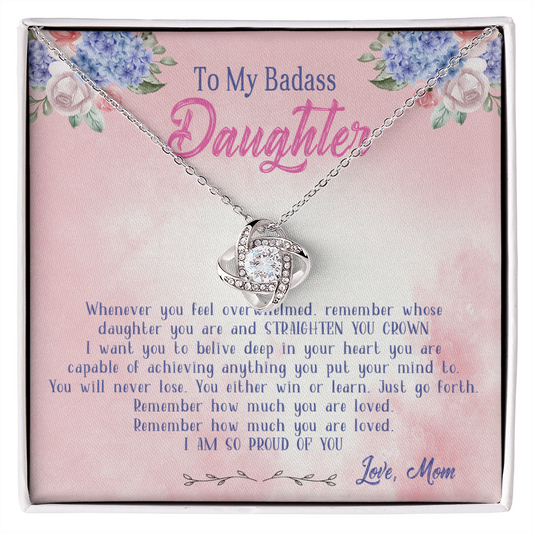 47A To My Badass Daughter Necklace From Mom, Badass Daughter Necklace Birthday