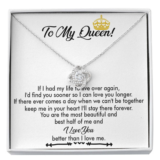 To My Crowned Queen Love Knot Necklace Gift, Birthday Gift, Mother's Day Gift