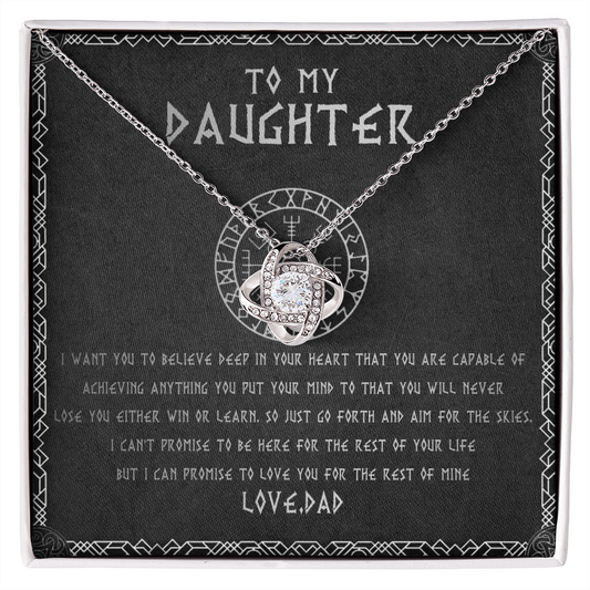 55A To My Daughter From Viking Dad, Gift For Viking Daughter Love Knot Necklace