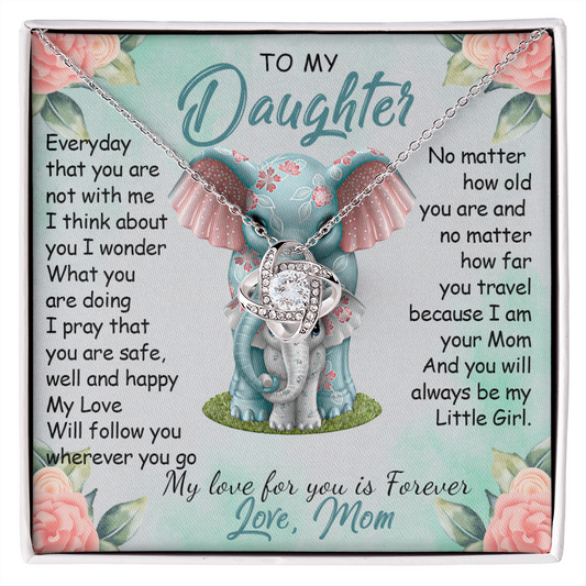 57A To My Daughter Necklace, Gift For Daughter From Mom, Daughter Mother Elephant