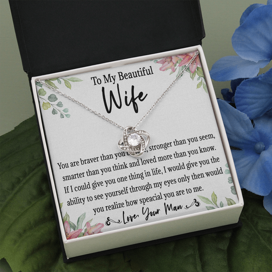 65A Love Gift To My Beautiful Wife, Women Necklace for Her, Birthday from Husband