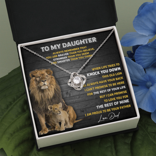 N374A To My Daughter Necklace, Xmas Gift For Daughter From Dad, Daughter Father Lion
