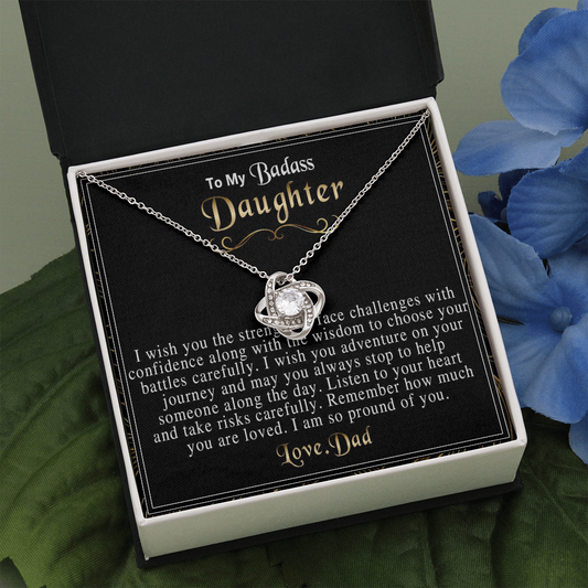 5A To My Badass Daughter Necklace From Dad, Badass Daughter Necklace Birthday Gifts