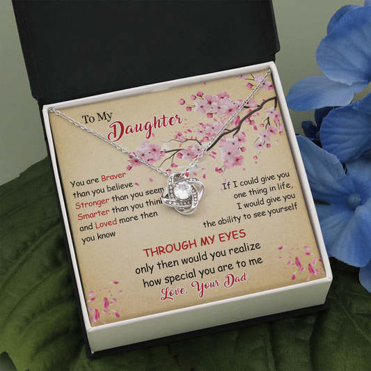 N366A To My Daughter Forever Love Heart Necklace, Birthday gift for Daughter from Dad