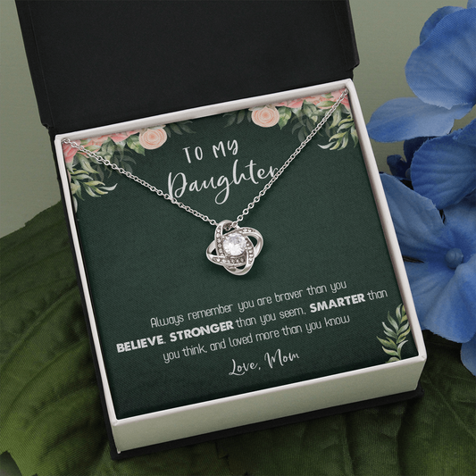 122A Necklace To My Daughter Birthday Gift From Mom, You Are Braver, Stronger,Smarter