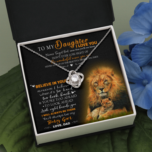8A To My Daughter Necklace, Gift for Her/Women, Love You Daughter Lion Dad Necklace
