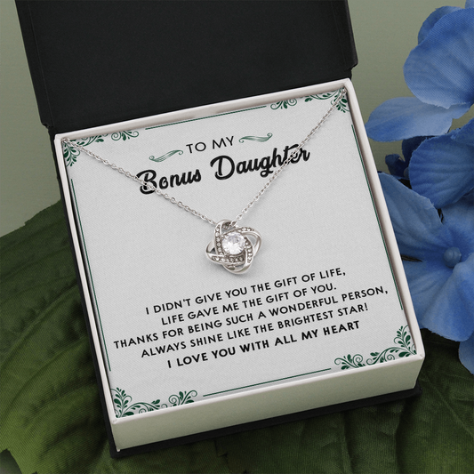 137A Perfect Gift for Bonus Daughter, Daughter Necklace, I Love You With All My Heart