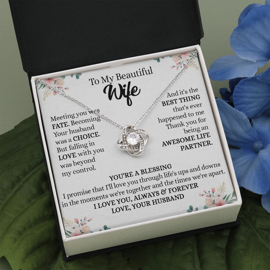 201A - To my Beautiful Wife, Wife Necklace Gift from Husband, Valentine's Day Necklace