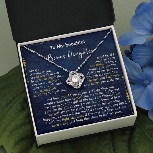 126A Necklace To My Beautiful Bonus Daughter, Daughter Birthday Gift, I Love Daughter