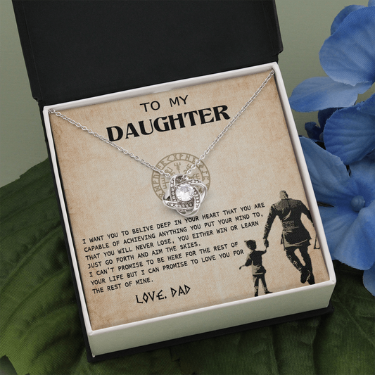 N370A To My Daughter From Viking Dad - Gift For Viking Daughter Love Knot Necklace