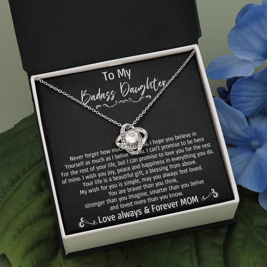 36A To My Badass Daughter Necklace, Love Always & Forever Mom, Gift From Mom