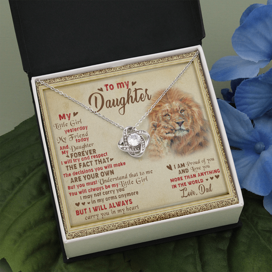 143A Necklace To My Daughter Lion, I Love Daughter Lion Dad Gift, Perfect Birth Gift