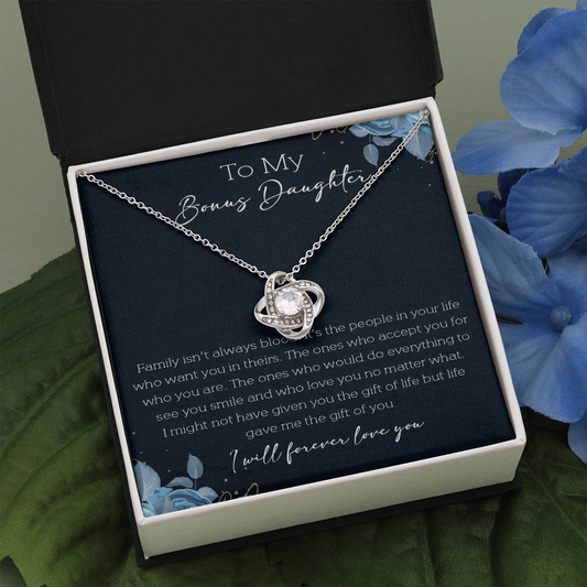 21A Cute Necklace To My Bonus Daughter, Necklace Gift for Her, Daughter From Mom Dad