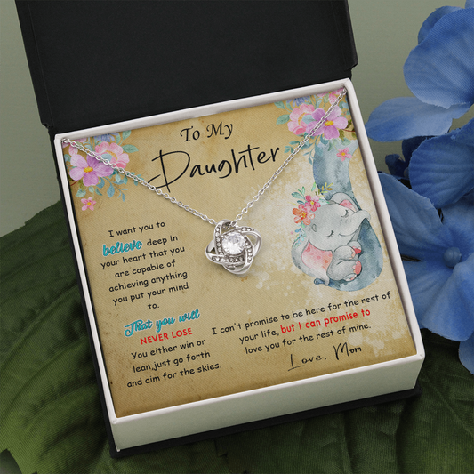139A To My Daughter Necklace, Perfect Gift for Daughter From Elephant Mom, I Love You