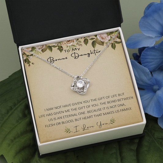N367A To My Bonus Daughter Unique Gift Forever Love Heart Necklace for Step Daughter
