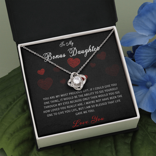N361A To My Bonus Daughter Necklace, Step Daughter Gift From Stepdad, Stepmom