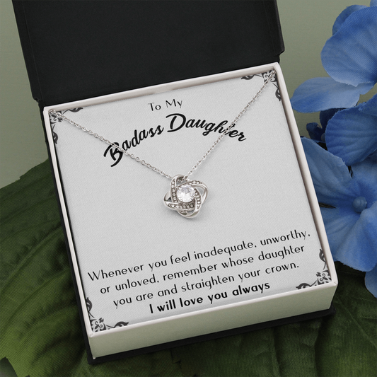175A Necklace To Badass-Daughter, Daughter Necklace, I LOVE YOU Always From Dad Mom