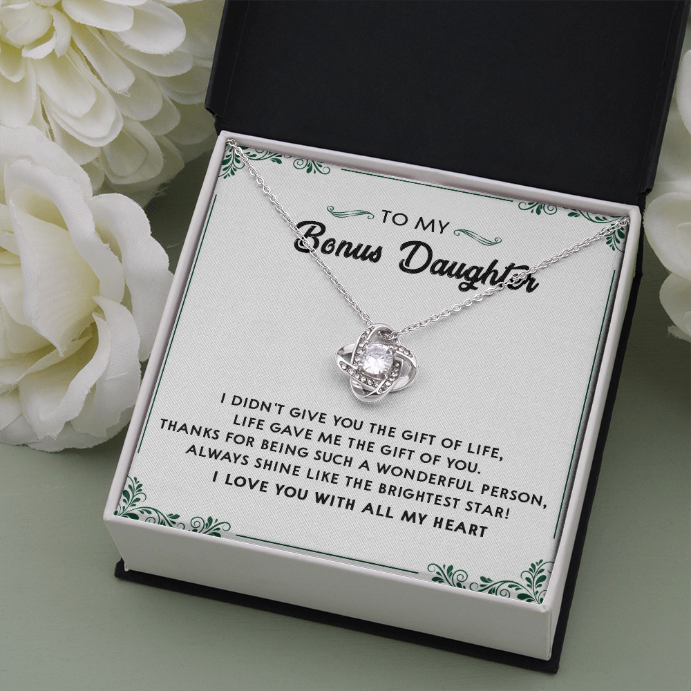 137A Perfect Gift for Bonus Daughter, Daughter Necklace, I Love You With All My Heart