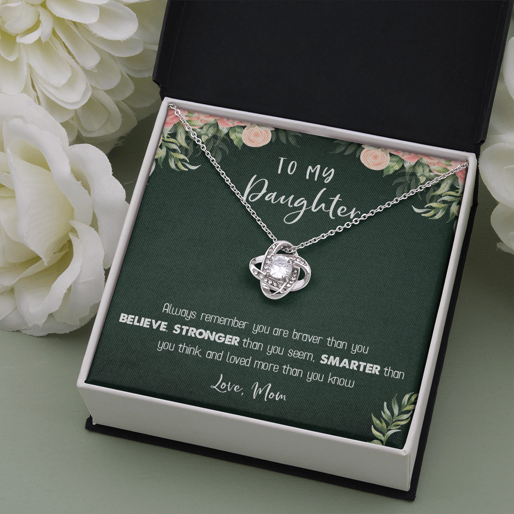 122A Necklace To My Daughter Birthday Gift From Mom, You Are Braver, Stronger,Smarter