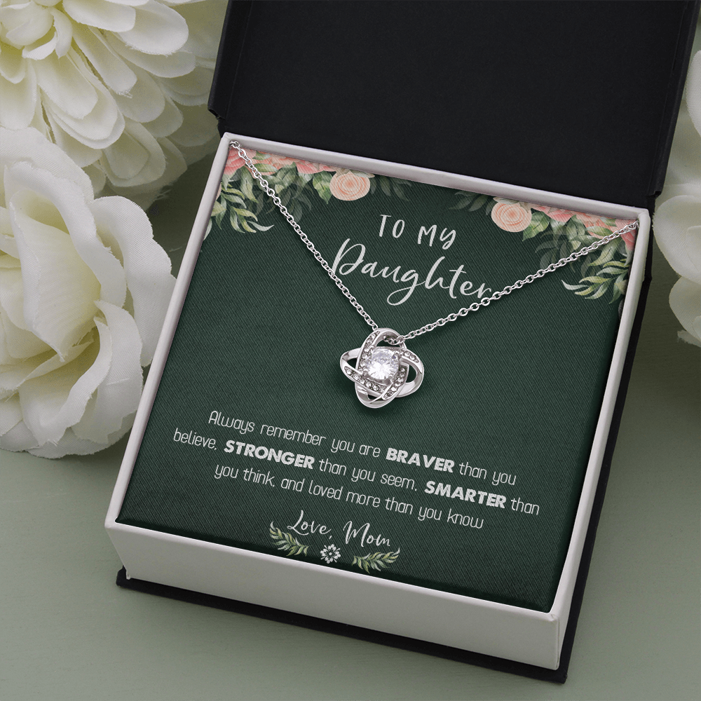 122A Necklace To My Daughter Birthday Gift From Mom, You Are Braver, Stronger,Smarter