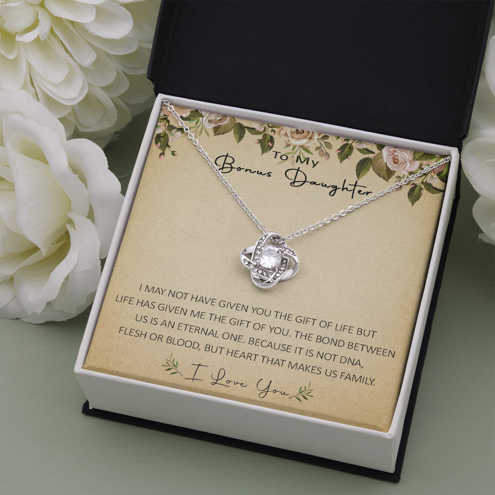 N367A To My Bonus Daughter Unique Gift Forever Love Heart Necklace for Step Daughter
