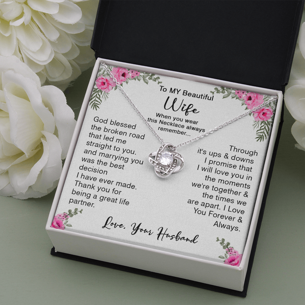 418A To My Beautiful Wife God Bless The Broken Road Necklace Gift from Husband