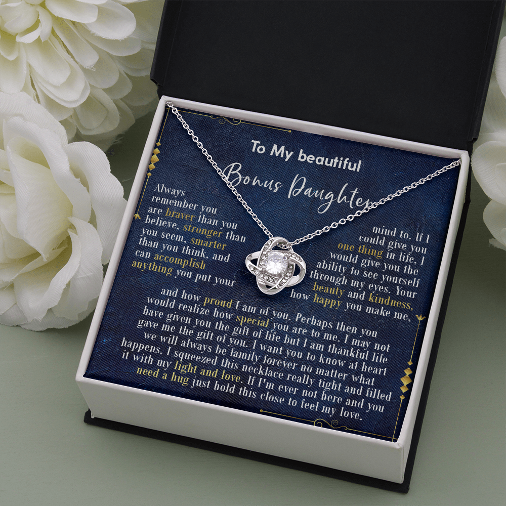 126A Necklace To My Beautiful Bonus Daughter, Daughter Birthday Gift, I Love Daughter