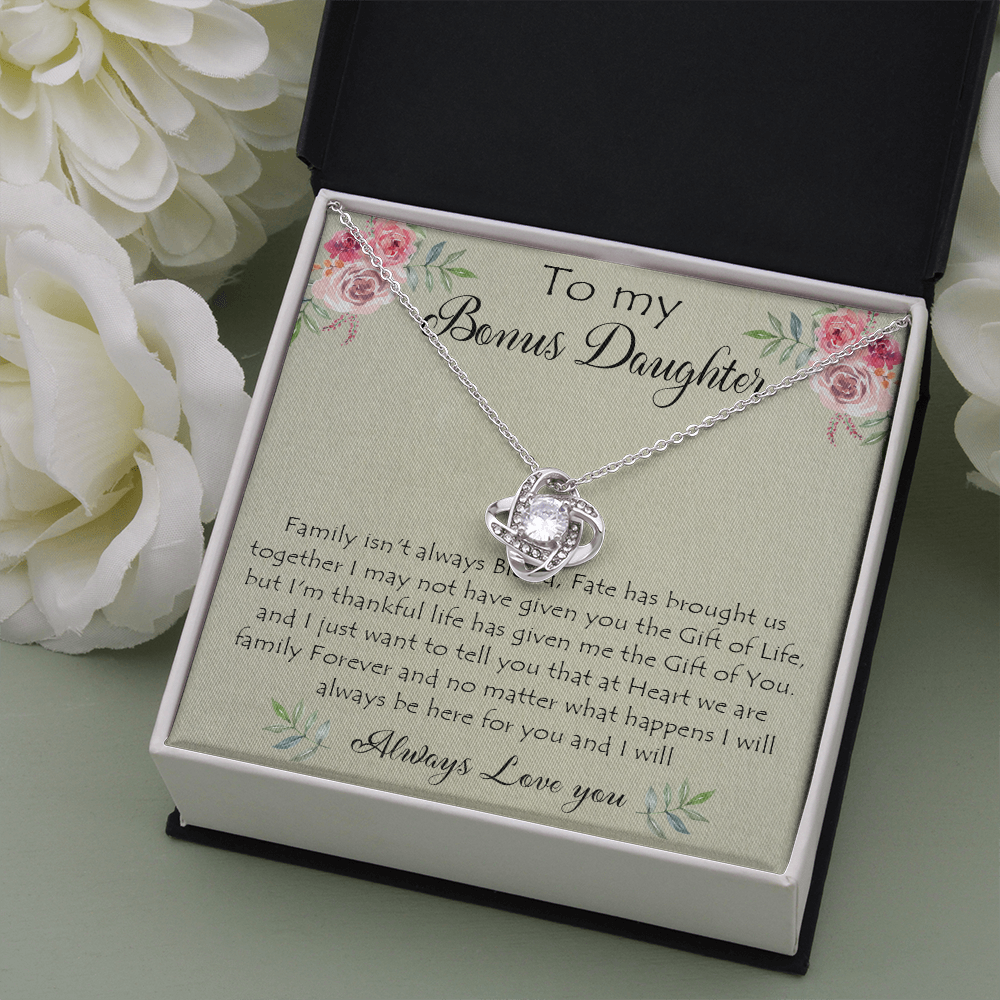 41A To My Bonus Daughter Necklace Gift From Mom Dad, Always Love You, Gift Birthday