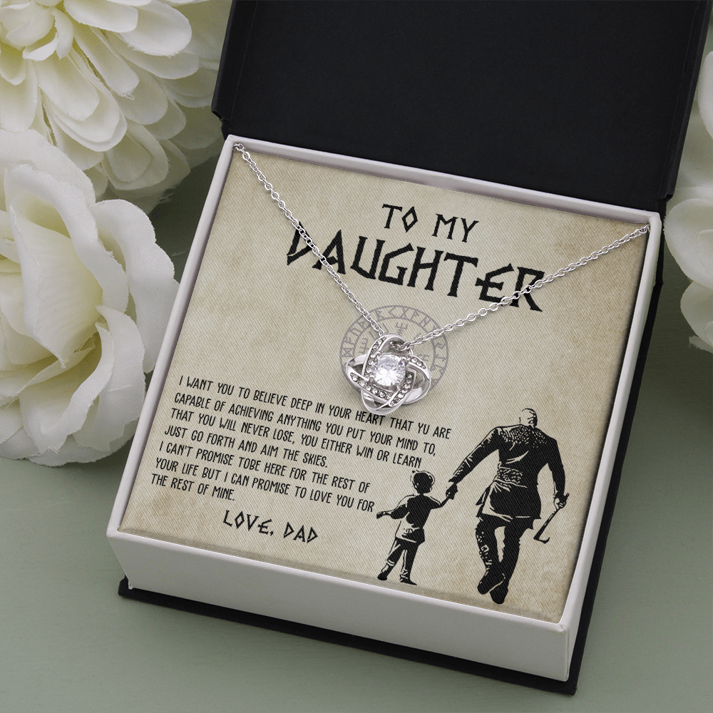 To My Daughter From Viking Dad - Gift For Viking Daughter Love Knot Necklace 7