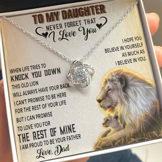 To My Daughter Necklace, Xmas Gift For Daughter From Dad, Daughter Father Lion C1