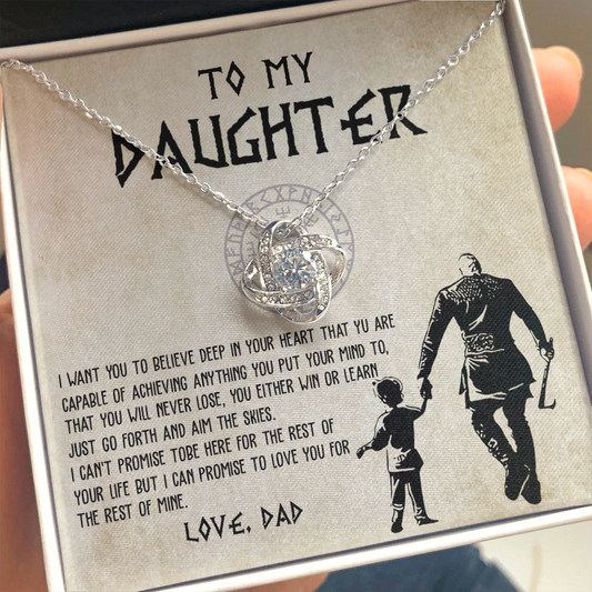 To My Daughter From Viking Dad - Gift For Viking Daughter Love Knot Necklace 7
