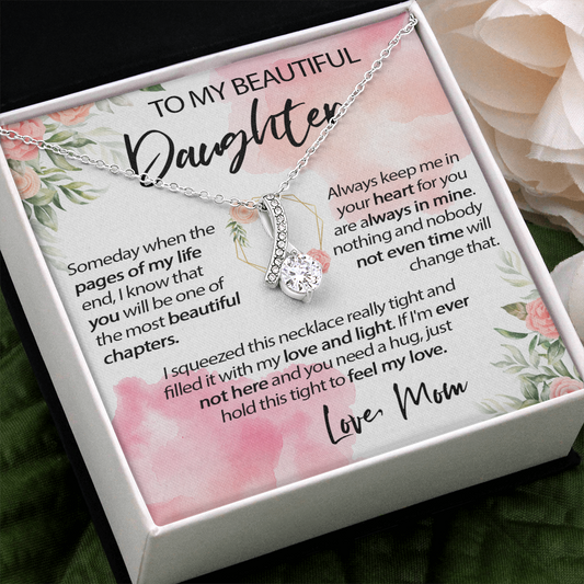 34B To My Beautiful Daughter A Wonderful Daughter Love Knot Necklace, Gift From Mom