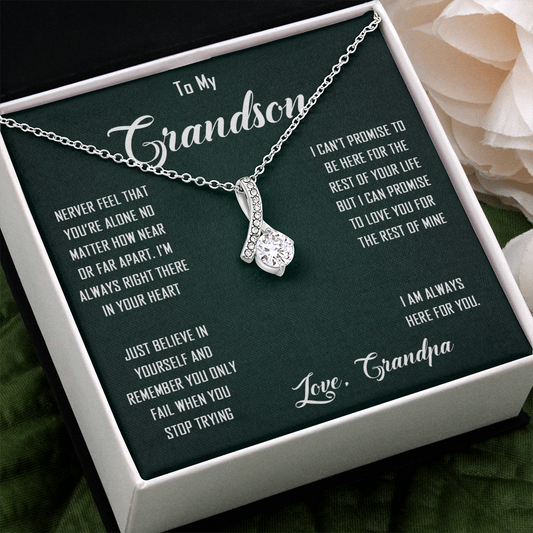 N368B To My Grandon Love Gift Sentimental Christian Cross Necklace Anniversary Gift