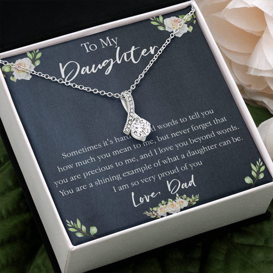 18B Necklace To My Daughter, Floral Necklace Gift for Daughter/Her, Gift From Dad