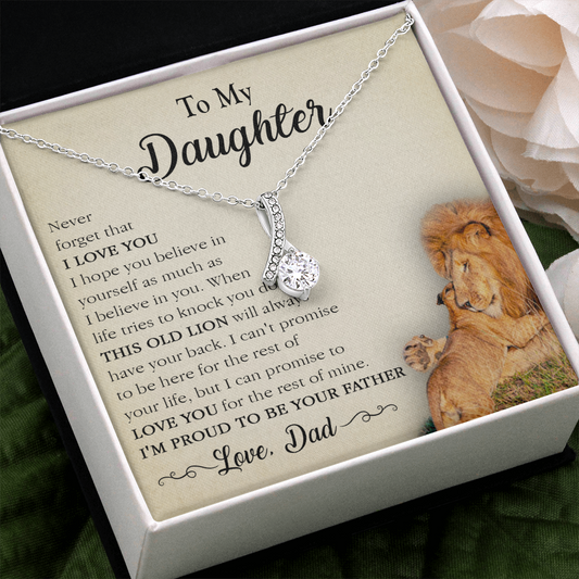 17A Necklace To My Lion Daughter, Necklace Gift for Daughter/Her, Gift From Lion Dad