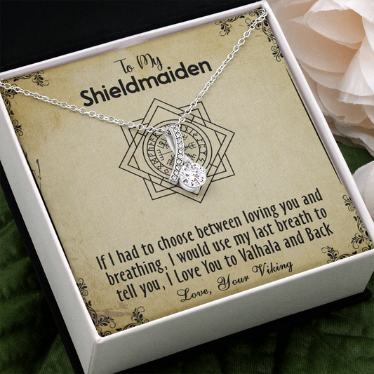 424B To my Shieldmaiden Necklace, Gift for Wife Necklace, Viking Style Necklace