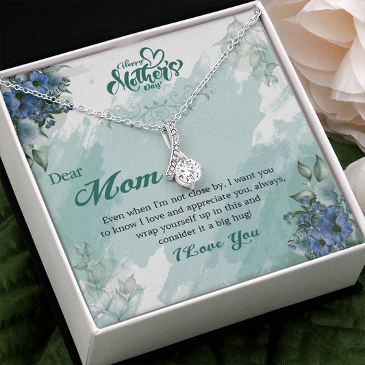 411B Dear Mom I Love You Necklace, Happy Mothers Day Gift Necklace, Necklace Gift Mom