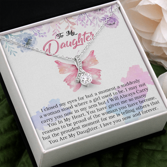24B Butterfly To My Daughter Necklace, Gift Birthday, Holiday, Daughter Necklace