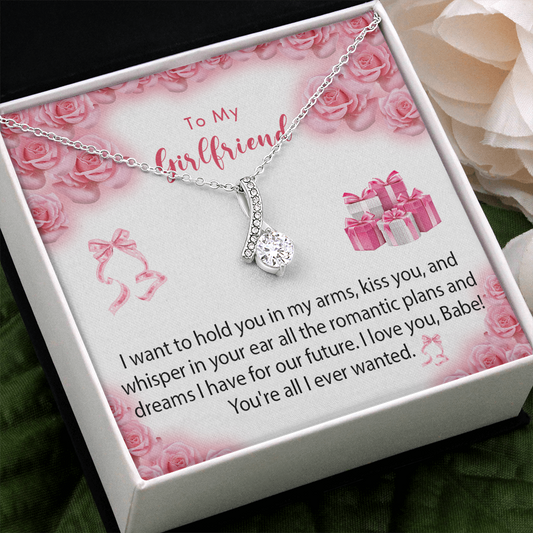 256B Necklace To My Girlfriend, Gift for Her From Boyfriend, Love Rose Gift for Girl