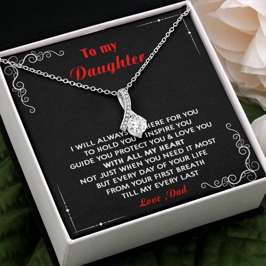 N351B To My Daughter Love Dad - Father and Daughter Necklace Heart Gift from Daddy