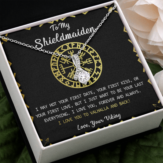 N373B To My Shieldmaiden Necklace, Lagertha Shield Necklace, Gift For Viking Wife