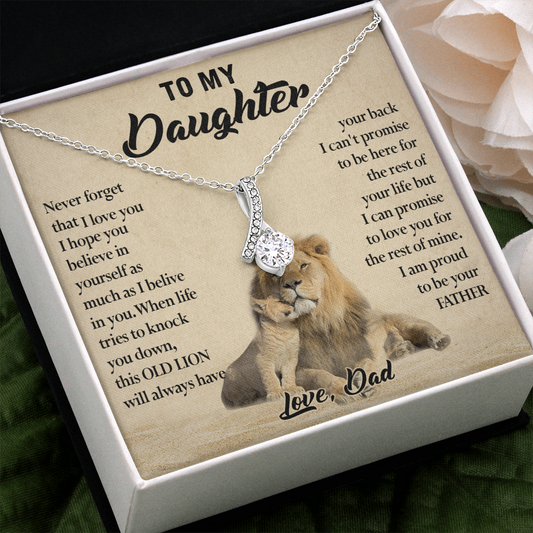 124B Necklace To My Daughter, Lion Daughter Birthday Gift from Lion Dad Necklace